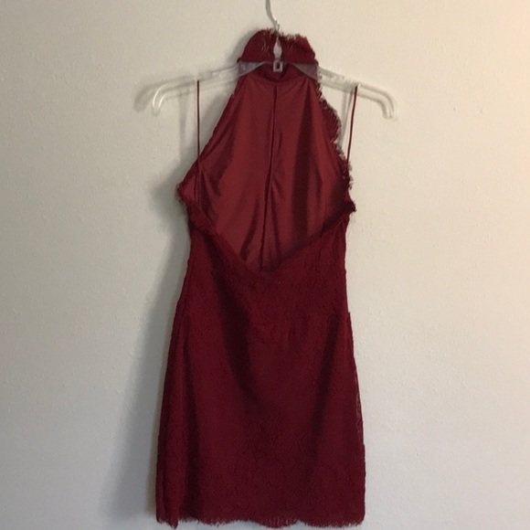 Intimately FREE PEOPLE Red Harper Lace Halter Sleeveless Mini Dress Size XS - Picture 6 of 11